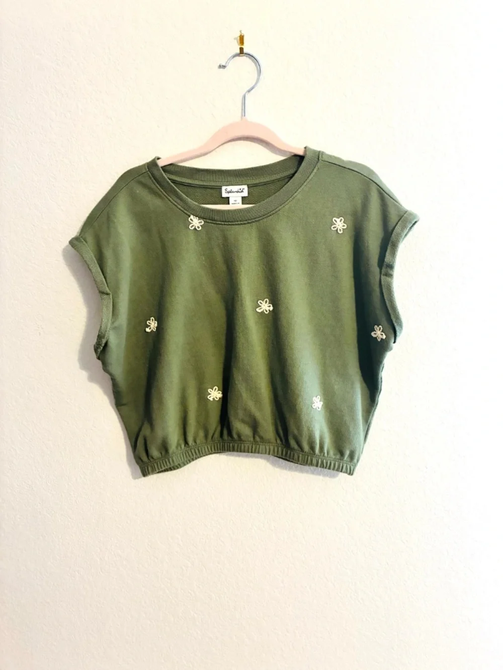 Splendid Girls Olive Embroidered Sweat Set